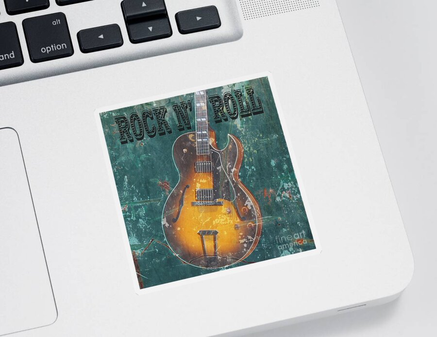 Rock Sticker featuring the digital art Rock n Roll by Edward Fielding