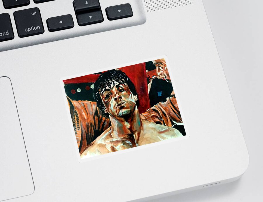 Rocky Sticker featuring the painting Rocky by Joel Tesch