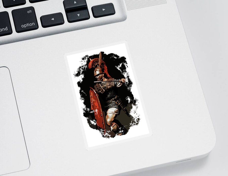 Warrior Sticker featuring the painting Roman Legionary at War by AM FineArtPrints
