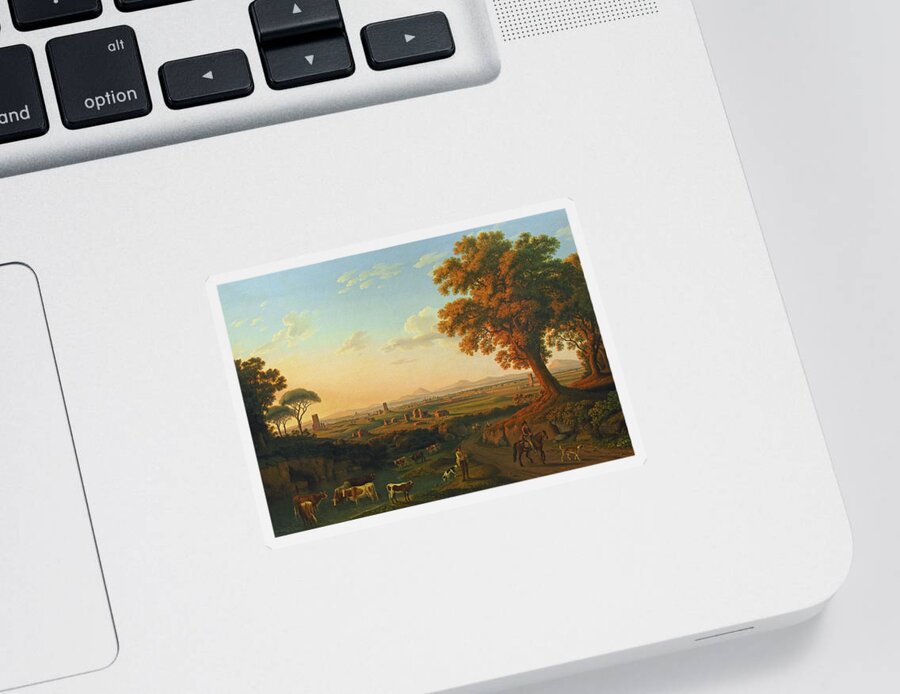 18th Century Art Sticker featuring the painting Rome from Via Appia by Jacob Philipp Hackert