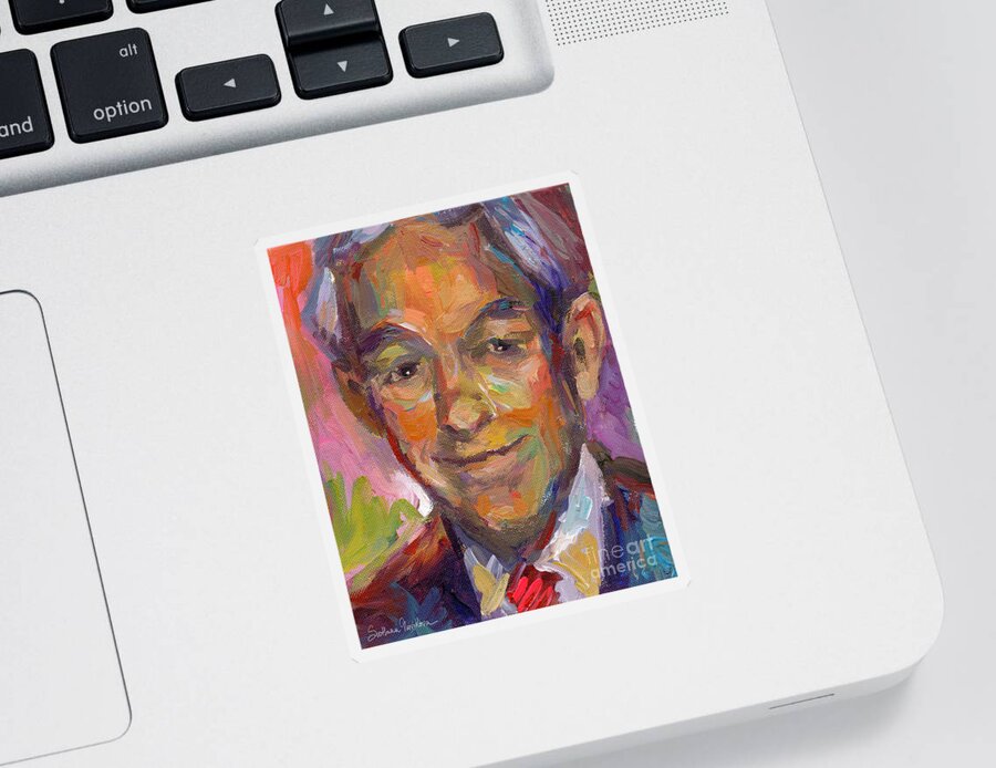 Ron Paul Painting Sticker featuring the painting Ron Paul art impressionistic painting by Svetlana Novikova
