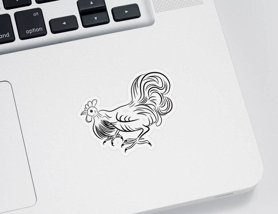2017 Sticker featuring the digital art Rooster by Michal Boubin
