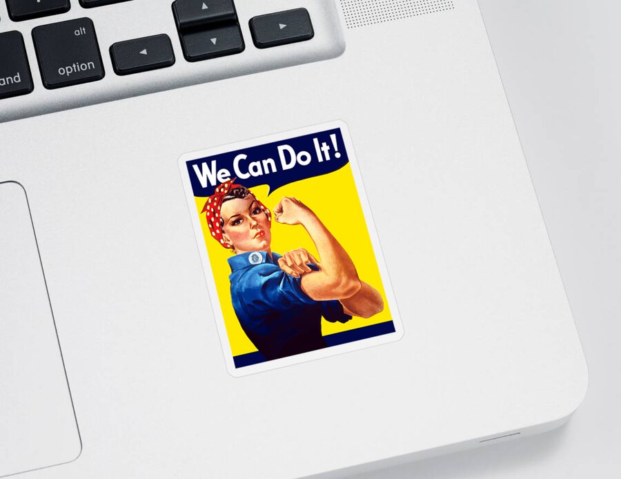 Rosie The Riveter Sticker featuring the painting Rosie The Rivetor by War Is Hell Store