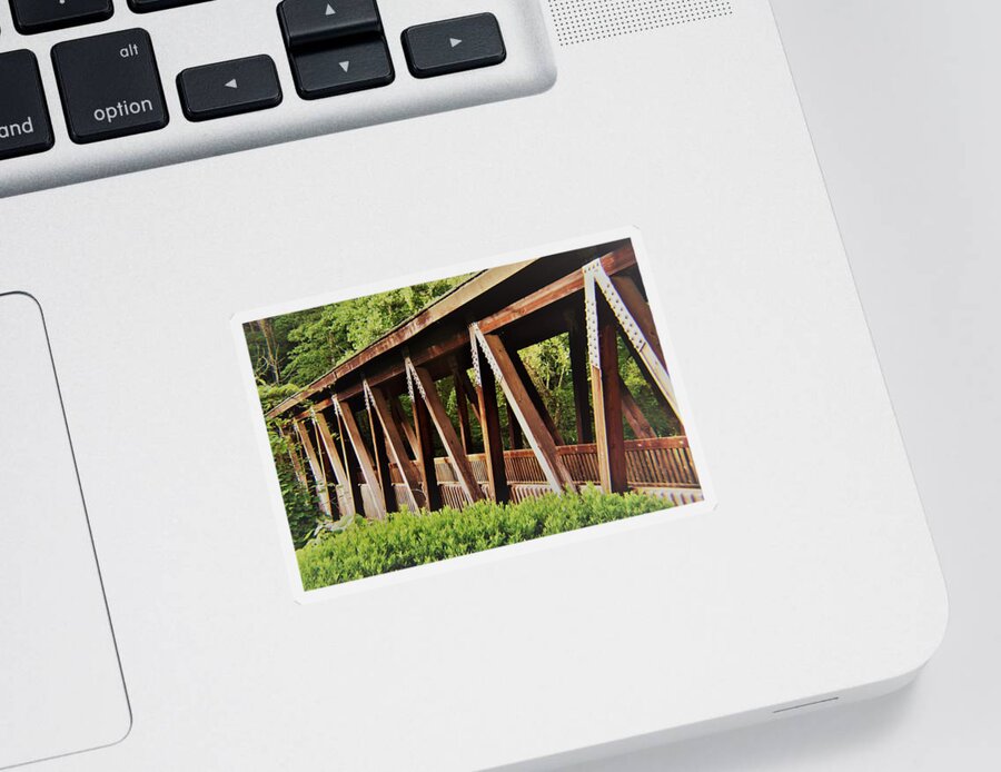 Covered Bridge Sticker featuring the photograph Roswell Mill Covered Bridge by Mary Ann Artz