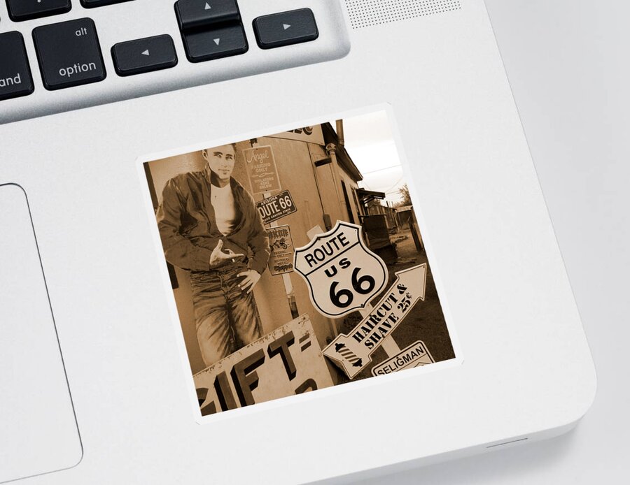 Route 66 Sticker featuring the photograph Route 66 - Signs by Mike McGlothlen