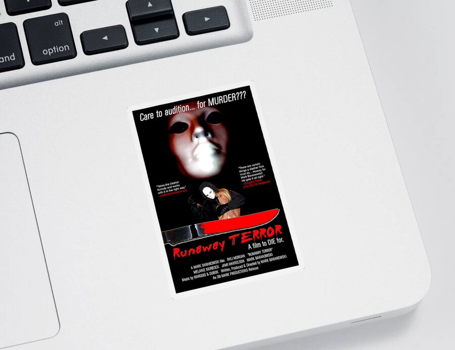 Movie Sticker featuring the digital art Runaway Terror Poster by Mark Baranowski