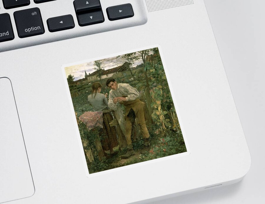 Valentine's Day Sticker featuring the painting Rural Love by Jules Bastien Lepage