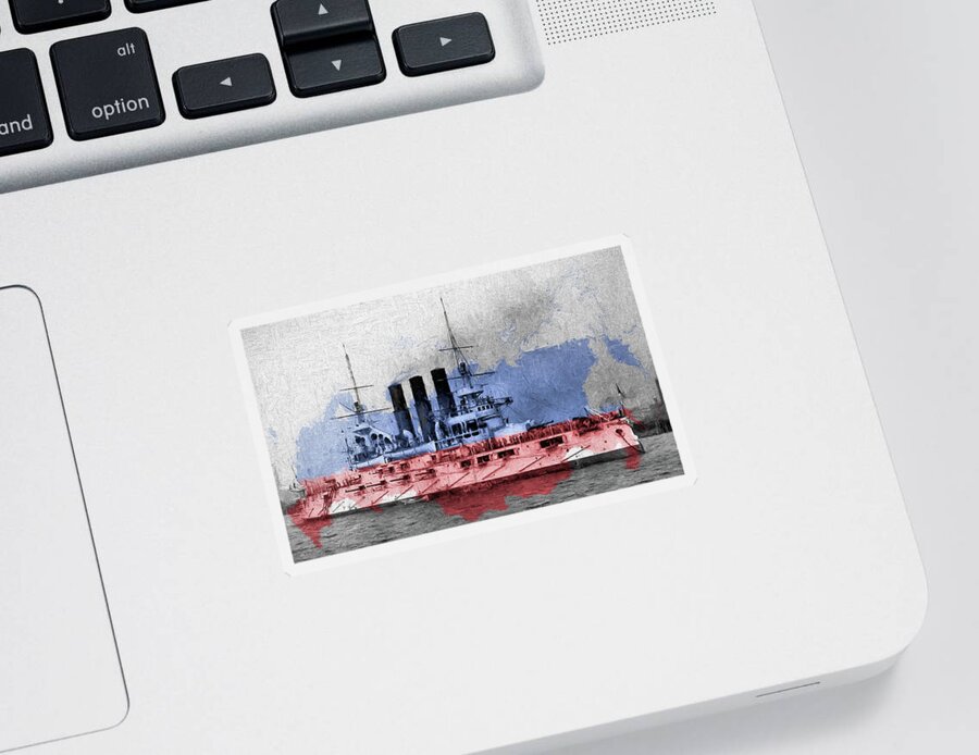 Russian Battleship Retvizan Sticker featuring the digital art Russian Battleship Retvizan by JC Findley