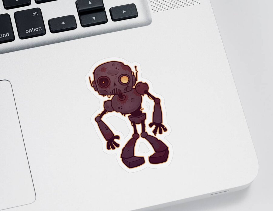 Zombie Sticker featuring the digital art Rusty Zombie Robot by John Schwegel