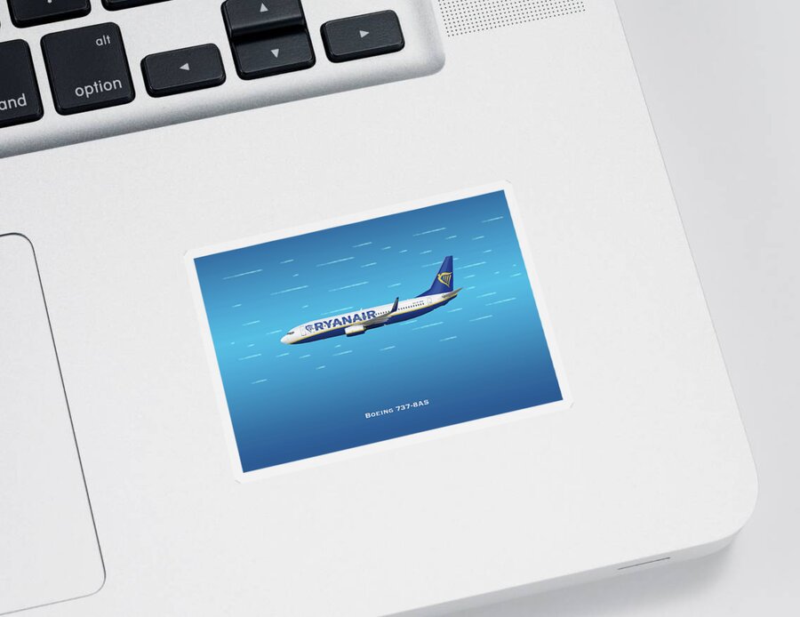 Boeing Sticker featuring the digital art Ryan Air Boeing 737 by Airpower Art