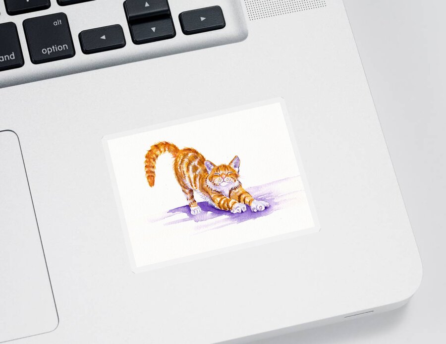 Cats Sticker featuring the painting S-T-R-E-T-C-H  Ginger Cat by Debra Hall