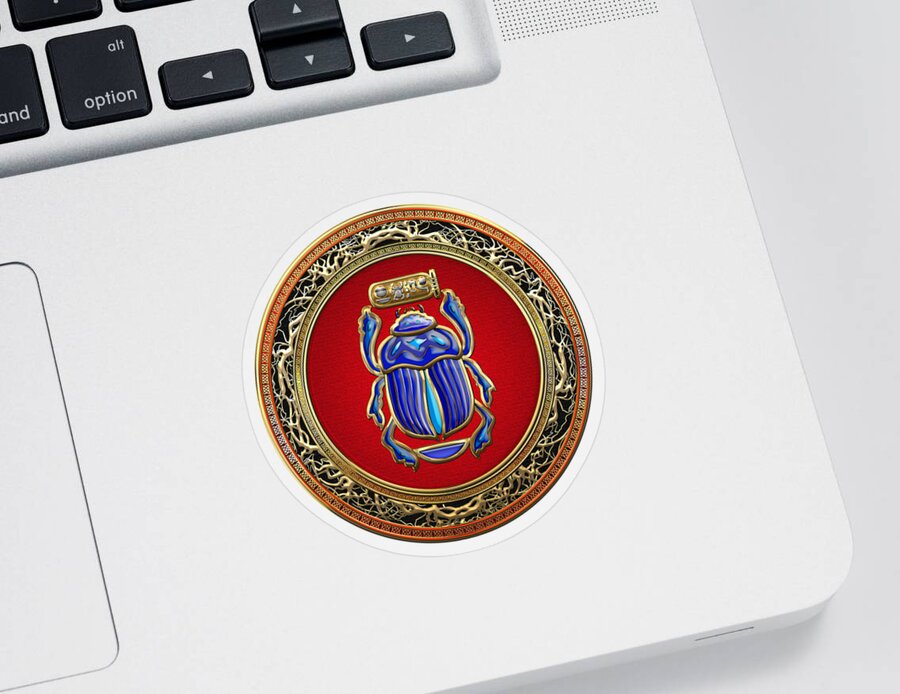 'treasure Trove' Collection By Serge Averbukh Sticker featuring the digital art Sacred Egyptian Scarab by Serge Averbukh