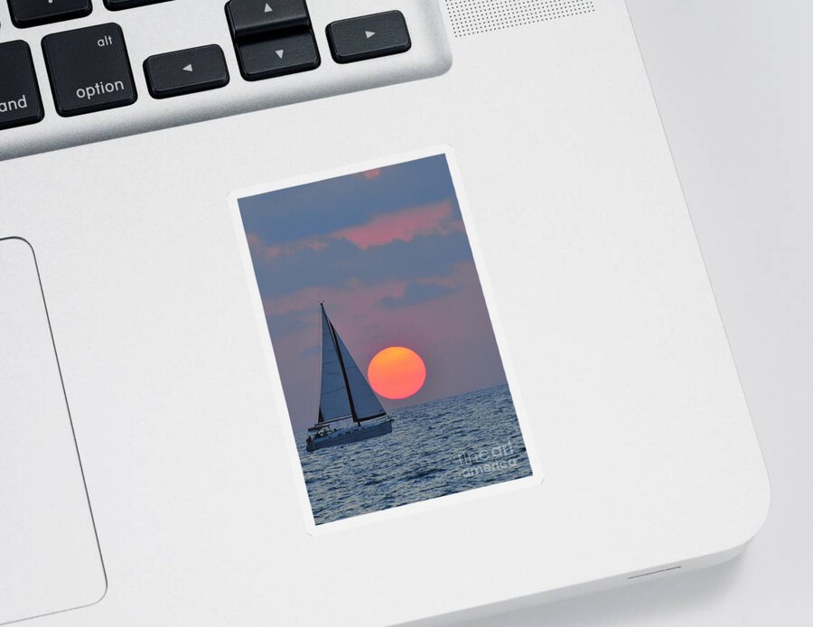 Sail Boats Sticker featuring the photograph Sailboat at sunset by Shay Levy