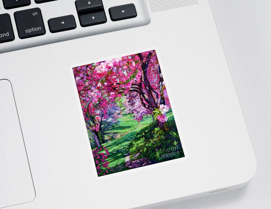 Cherry Blossoms Sticker featuring the painting Sakura Romance by David Lloyd Glover