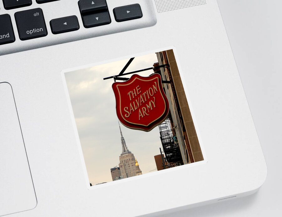 Salvation Army Sticker featuring the photograph Salvation Army New York by Andrew Fare