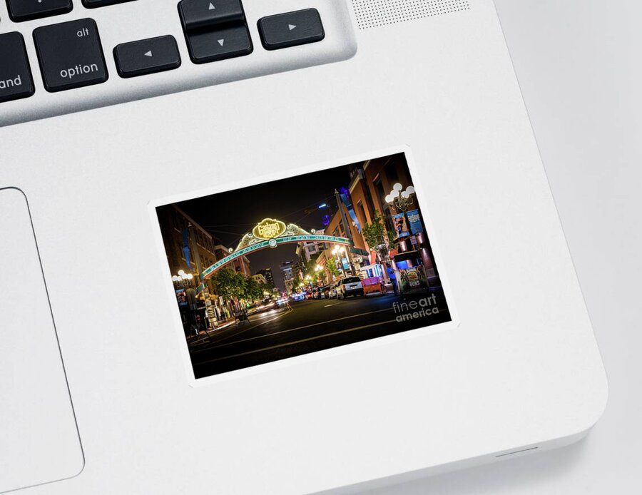 Gaslamp Quarter Sticker featuring the photograph San Diego Gaslamp Quarter at Night by David Levin