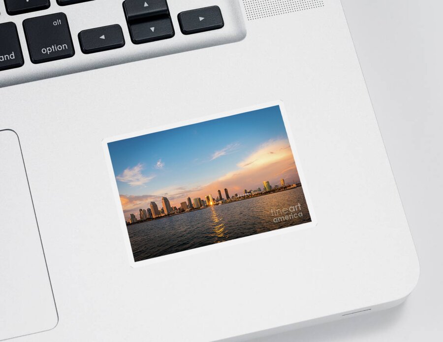 Clouds Sticker featuring the photograph San Diego Skyline Reflections by David Levin