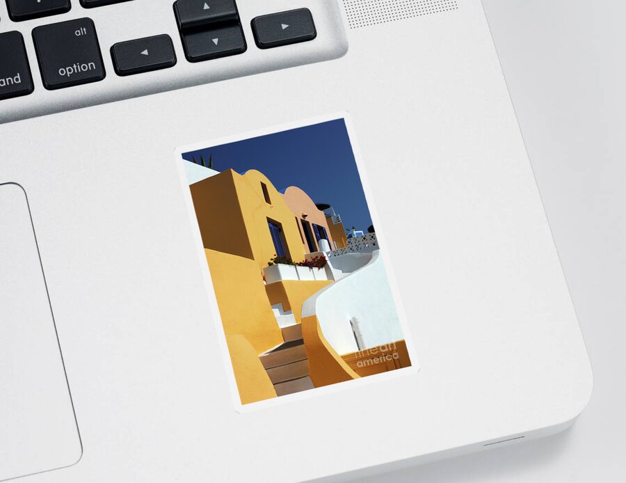 Greece Sticker featuring the photograph Santorini Greece Architectual Line by Bob Christopher