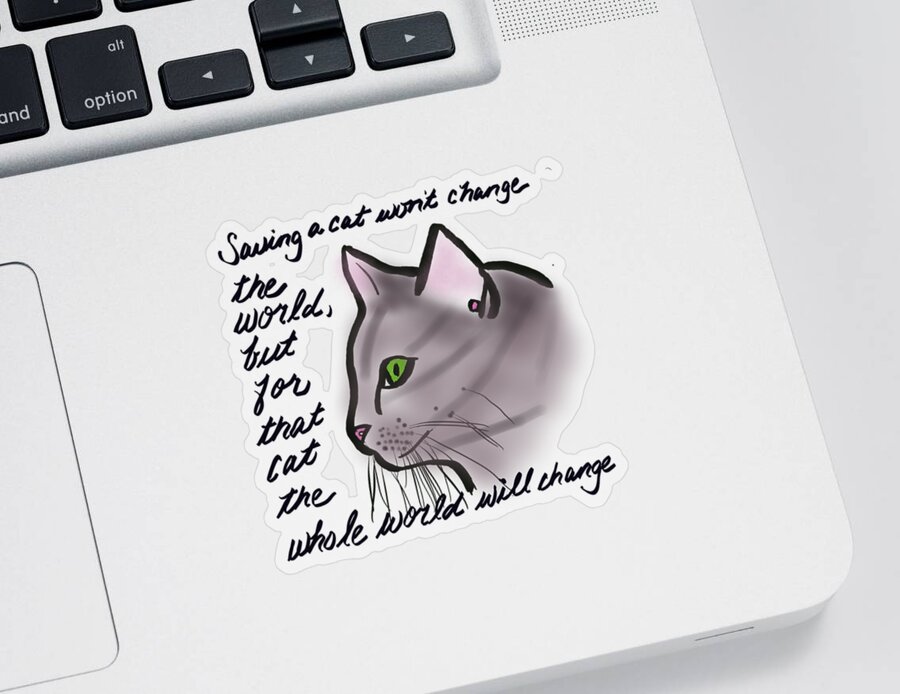 Cat Sticker featuring the digital art Saving A Cat by David G Paul