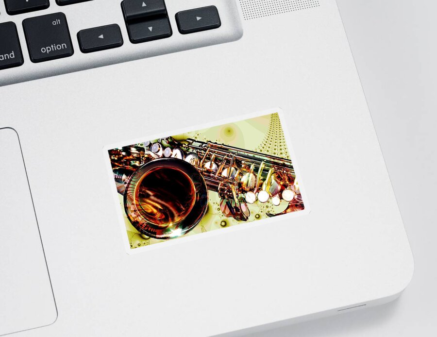 Saxophone Sticker featuring the digital art Saxophone Bell - Fantasy - Musical Instruments by Anastasiya Malakhova