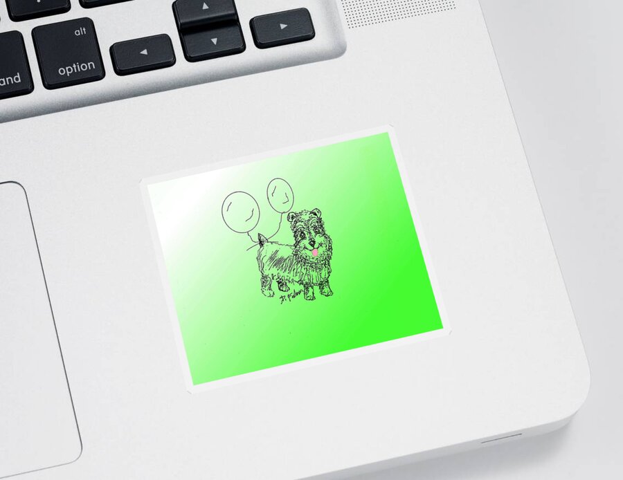Dog Sticker featuring the drawing Schnauzer by Denise F Fulmer