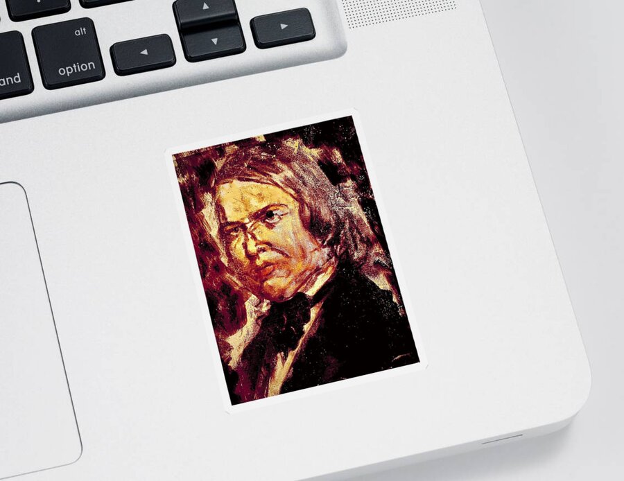 Schumann Sticker featuring the drawing Schumann by Bencasso Barnesquiat