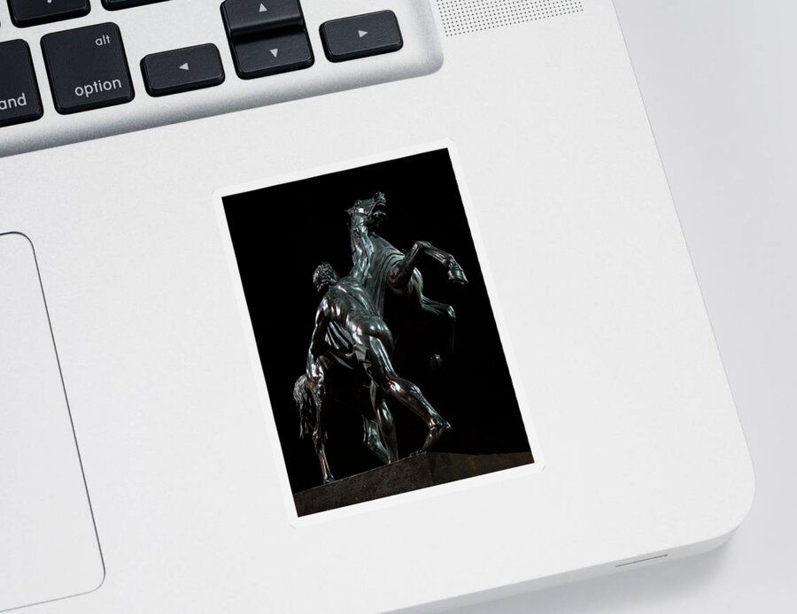 Monument Sticker featuring the photograph Sculptures of Sankt Petersburg - Man stopping a horse by Jaroslaw Blaminsky