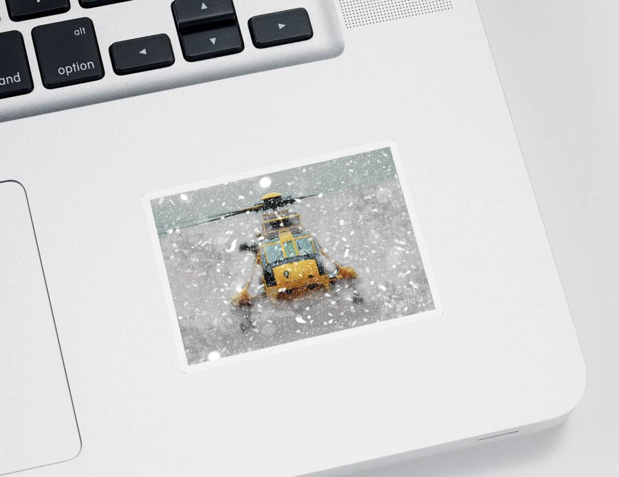 Sikorsky Sticker featuring the digital art Sea King Snow by Airpower Art