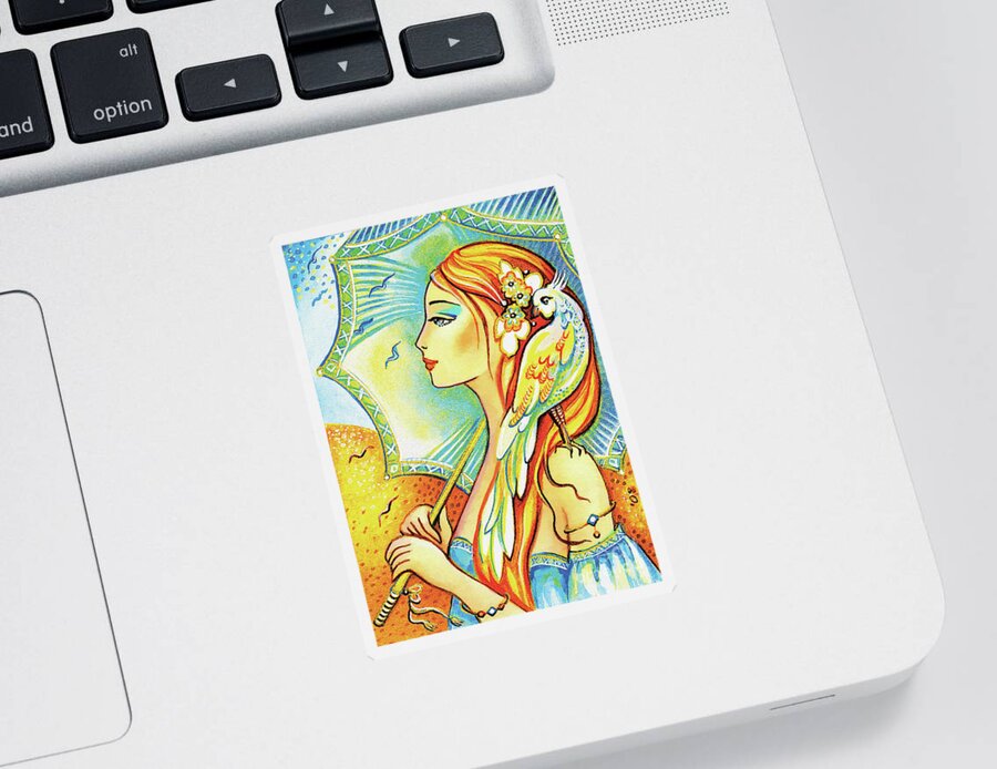 Dove Woman Sticker featuring the painting Sea Walk by Eva Campbell