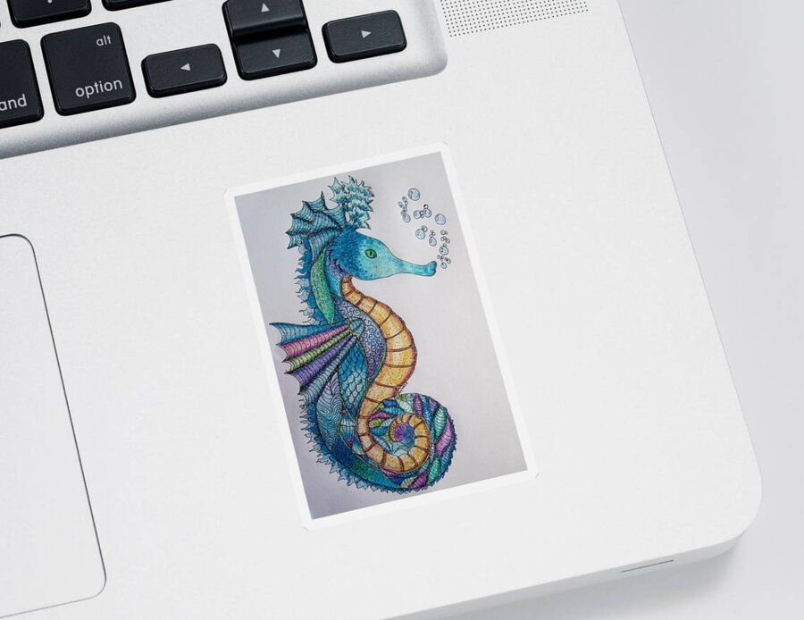 Sea Horses Sticker featuring the digital art Seahorse series 5 by Megan Walsh