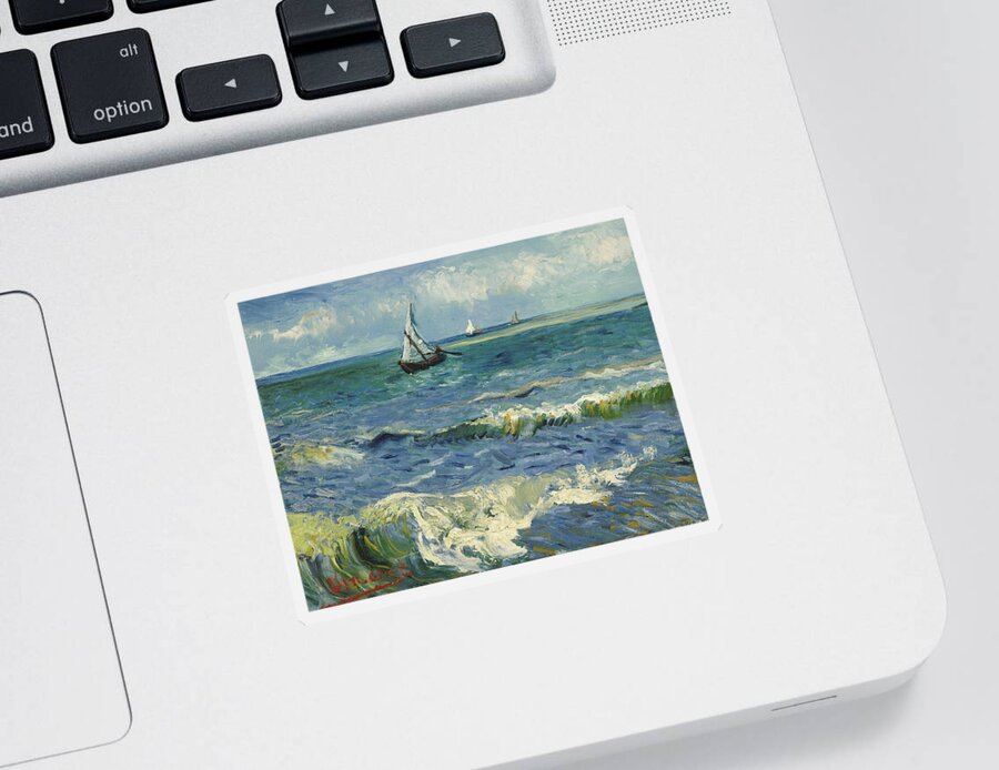  Sticker featuring the painting Seascape near Les Saintes Maries de la Mer by Vincent van Gogh