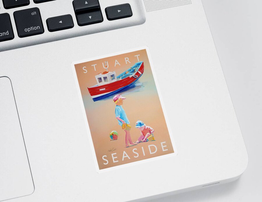 Boat Sticker featuring the painting Seaside by Charles Stuart