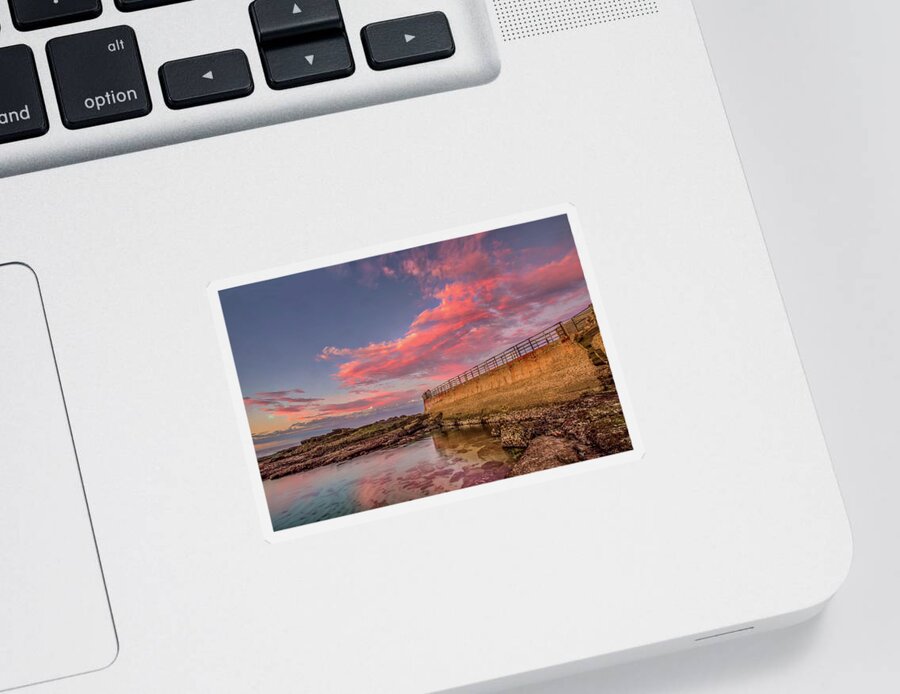 Beach Sticker featuring the photograph Seawall by Peter Tellone