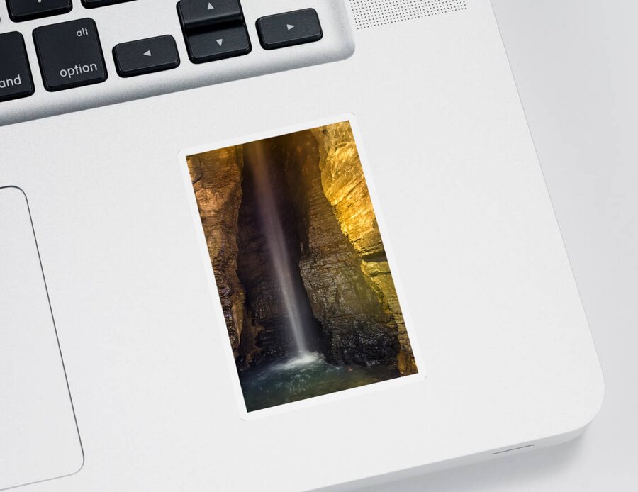 Secret Caverns Waterfall Sticker featuring the photograph Secret Caverns Waterfall by Mark Papke