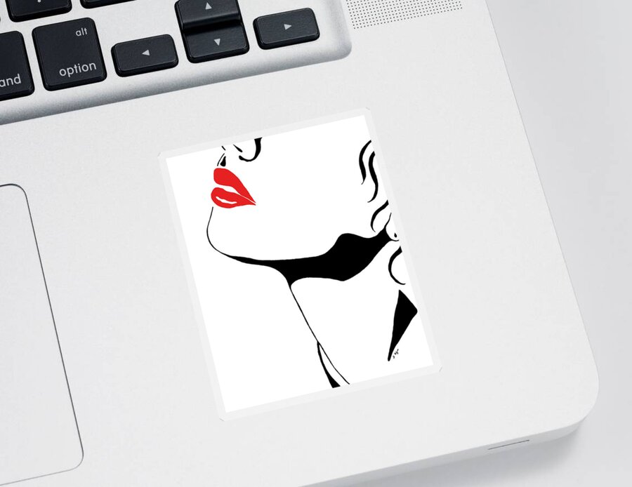 Red Lips Sticker featuring the painting Seduction With Red Lips - Sharon Cummings by Sharon Cummings