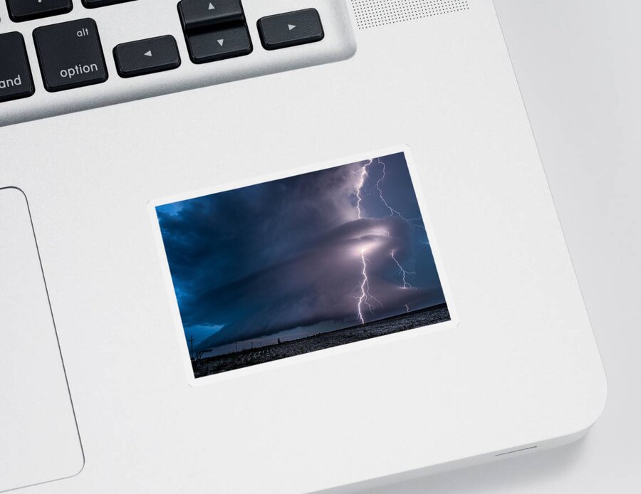 Lightning Sticker featuring the photograph Selden, KS Electric Supercell by Marcus Hustedde