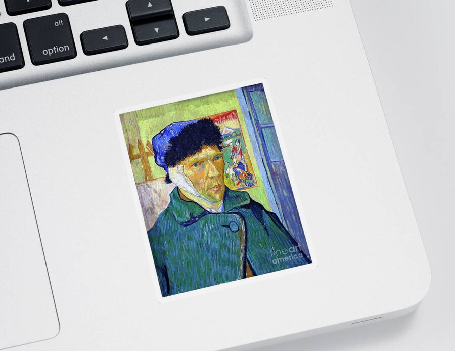 Van Gogh Self Portrait With A Bandaged Ear Sticker featuring the painting Van Gogh Self Portrait with a Bandaged Ear by Vincent Van Gogh