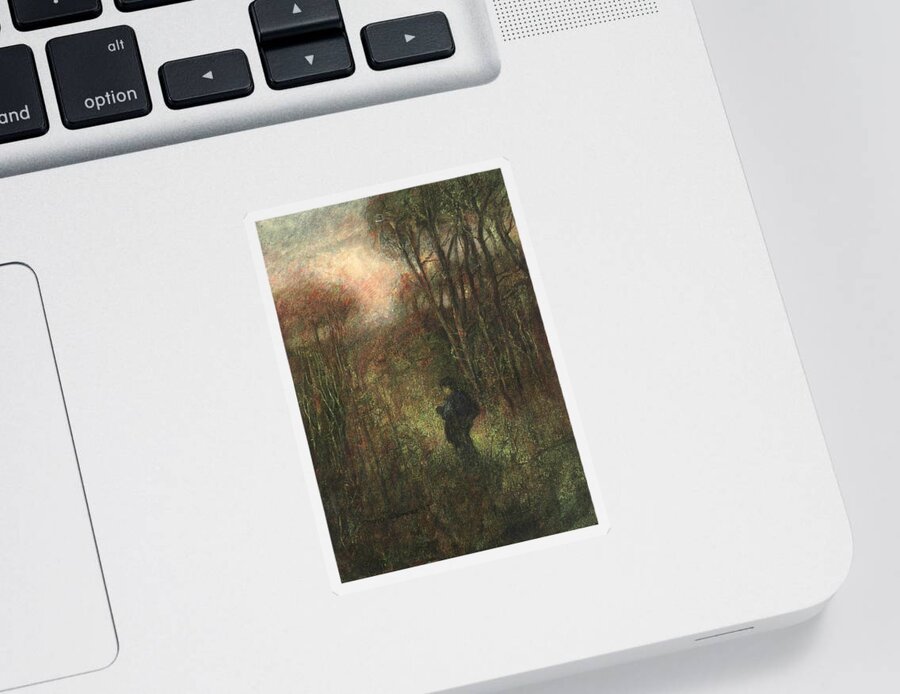 Traveler Sticker featuring the painting Self Portrait with Landscape by David Ladmore