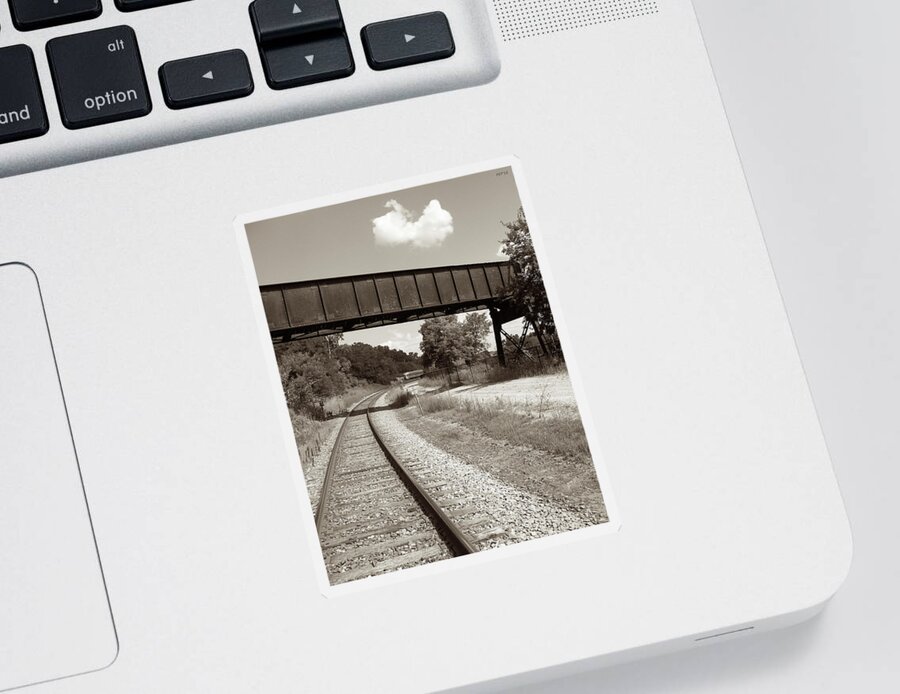 Train Sticker featuring the photograph Sepia Tone Train Tracks by Phil Perkins