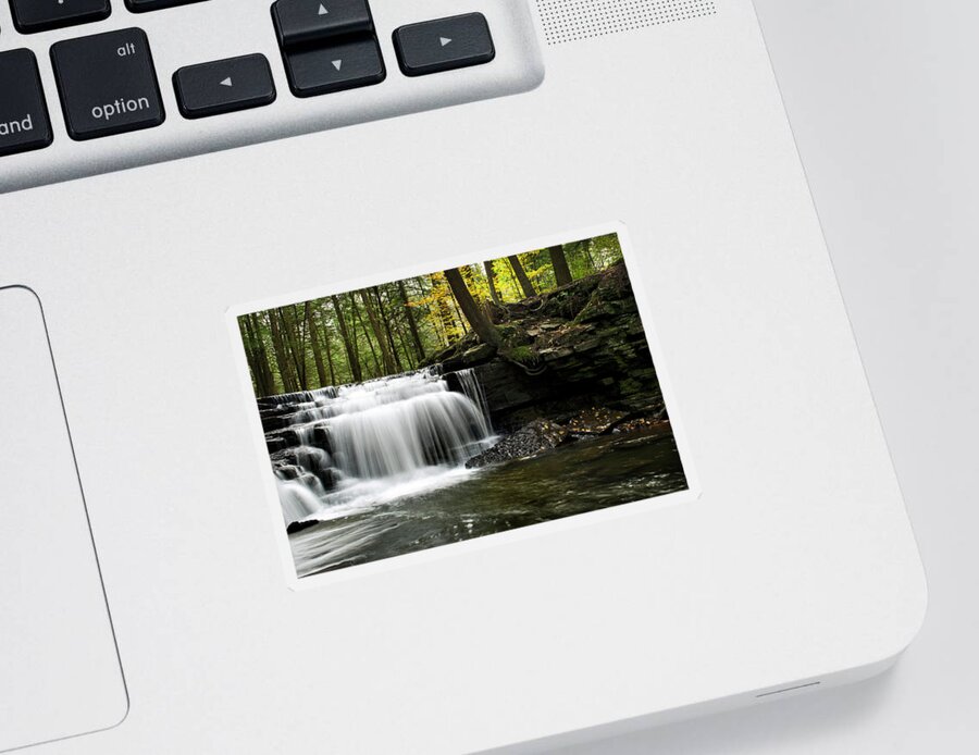 Waterfalls Sticker featuring the photograph Serenity Waterfalls Landscape by Christina Rollo
