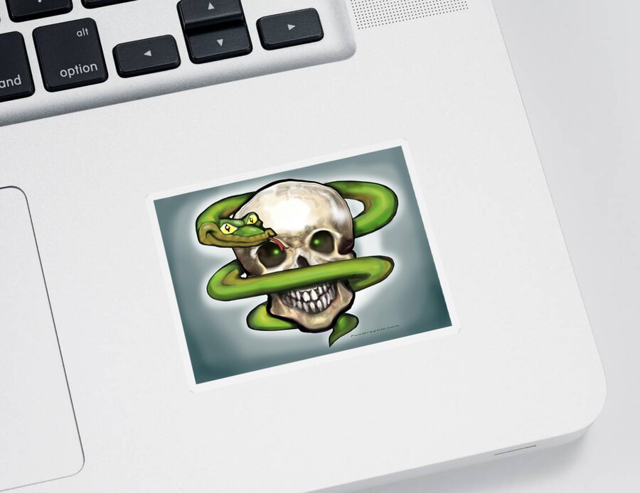 Serpent Sticker featuring the digital art Serpent n Skull by Kevin Middleton