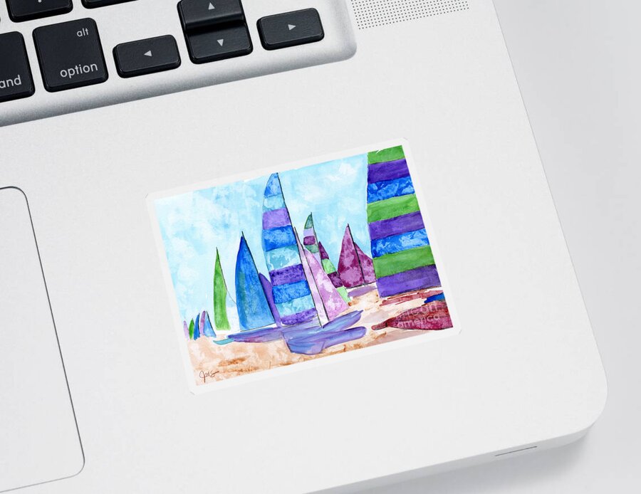 Boat Sticker featuring the painting Set Sail by Julia Stubbe