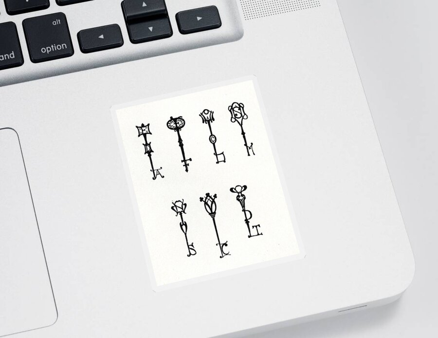 Seven designs of Initial Keys Sticker by Aubrey Beardsley - Pixels
