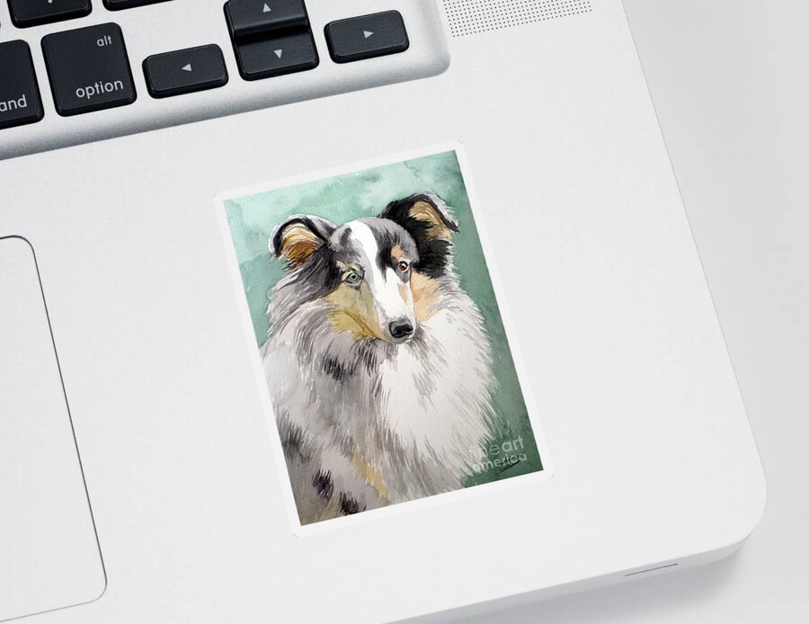 Dog Sticker featuring the painting Shetland Sheep Dog by Christopher Shellhammer