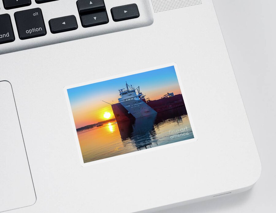 Ship Sticker featuring the photograph Ship Cason J. Callaway Sunrise -1420 by Norris Seward