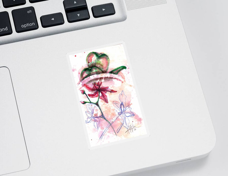 Orchid Art Sticker featuring the painting Shiraz Orchid II by Ashley Kujan