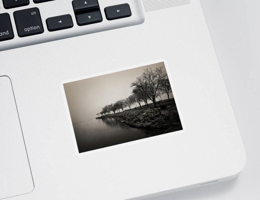 Foggy Landscape Sticker featuring the photograph Shoreline Mist by Shawna Rowe