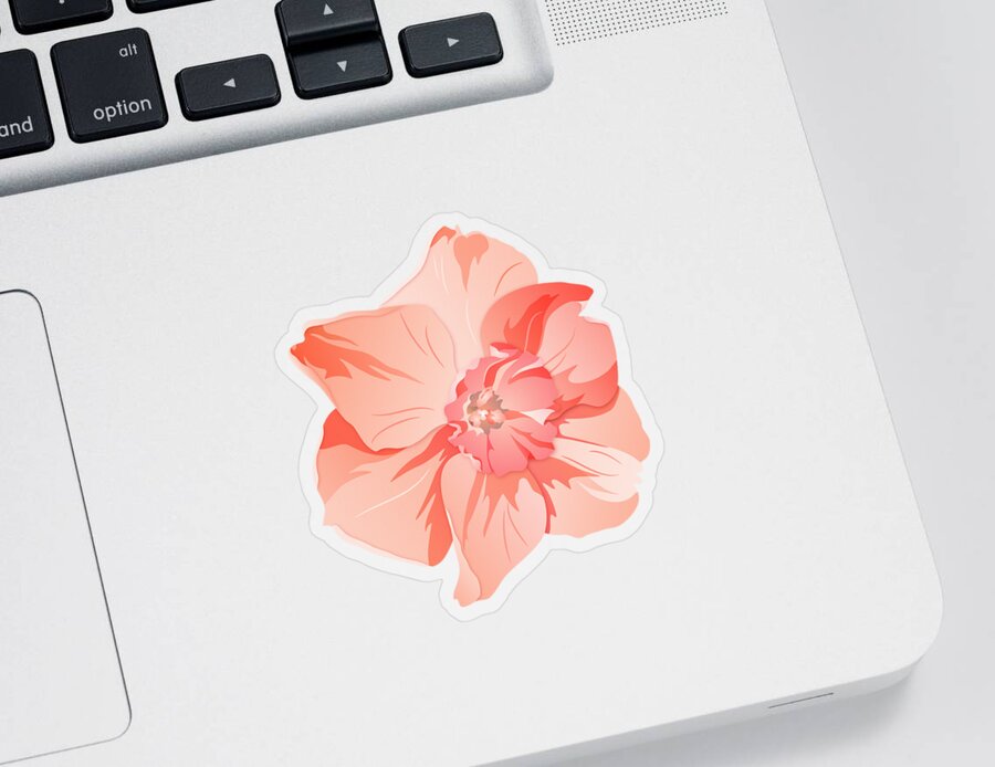 Daffodil Sticker featuring the digital art Short Trumpet Daffodil in Warm Pink by MM Anderson