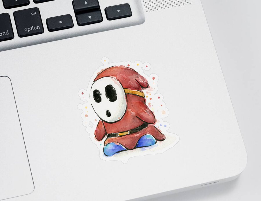 Nintendo Sticker featuring the painting Shy Guy Watercolor by Olga Shvartsur