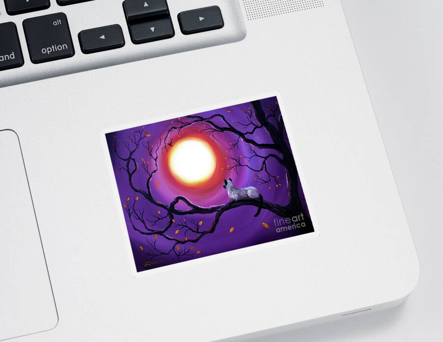 Painting Sticker featuring the painting Siamese Cat in Purple Moonlight by Laura Iverson